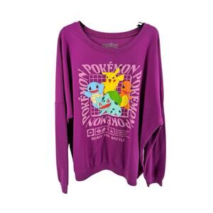 Pokemon Women's Magenta Graphic Crewneck Sweatshirt Size 3X